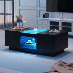 Led Coffee Table With Storage, 2 Tiers And 2 Drawers - thumbnail 2