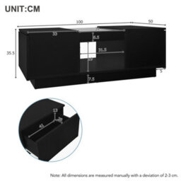 Led Coffee Table With Storage, 2 Tiers And 2 Drawers - thumbnail 7