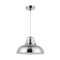 Orsina Chrome Finish Bowl Shaped Pendant Light, Ceiling Lamp With Reflective Exterior, Polished Pendant Lighting - thumbnail 1