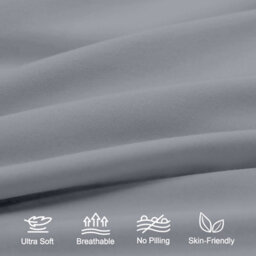 Aspire Homeware Plain Duvet Cover Set Soft Microfibre, Silver, Single (L)200Cm X (W)135Cm - thumbnail 3
