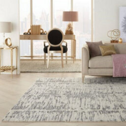 Cream Charcoal Wool Luxurious Plain Easy To Clean Handmade Dining Room Bedroom And Living Room Rug -168Cm X 226Cm - thumbnail 2