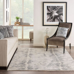 Cream Charcoal Wool Luxurious Plain Easy To Clean Handmade Dining Room Bedroom And Living Room Rug -168Cm X 226Cm - thumbnail 1
