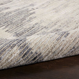Cream Charcoal Wool Luxurious Plain Easy To Clean Handmade Dining Room Bedroom And Living Room Rug -168Cm X 226Cm - thumbnail 4