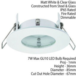 Ip65 Bathroom Slim Round Ceiling Downlight Matt White Recessed Gu10 Led Lamp - thumbnail 2