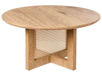 Wyld And Coco Luxeliving Light Brown Round Coffee Table 80 Cm Diameter Mdf Top With Rattan Base - image 1