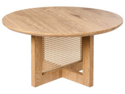Wyld And Coco Luxeliving Light Brown Round Coffee Table 80 Cm Diameter Mdf Top With Rattan Base - thumbnail 1