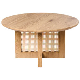 Wyld And Coco Luxeliving Light Brown Round Coffee Table 80 Cm Diameter Mdf Top With Rattan Base - thumbnail 4