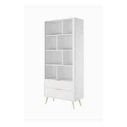 Arte Lante Bookcase 88 Cm In White - Tall Display Storage With Eight Cubes And Two Drawers - thumbnail 2
