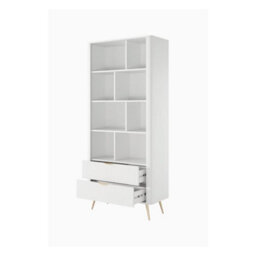 Arte Lante Bookcase 88 Cm In White - Tall Display Storage With Eight Cubes And Two Drawers - thumbnail 3
