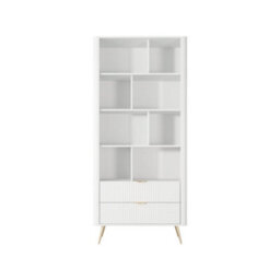 Arte Lante Bookcase 88 Cm In White - Tall Display Storage With Eight Cubes And Two Drawers - thumbnail 4