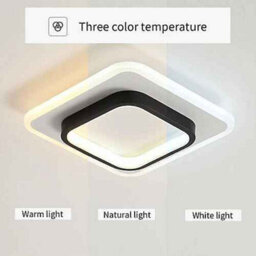 Square Black Led Ceiling Light Panel Contemporary Flush Mount Lamp For Living Room And Bedroom - thumbnail 3