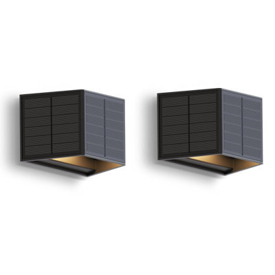 Calex Caserta Solar Wall Black  Light Up And Down Outdoor Waterproof 2 Pack - image 1