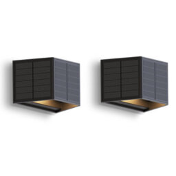 Calex Caserta Solar Wall Black  Light Up And Down Outdoor Waterproof 2 Pack