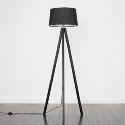 Valuelights Barbro Black Tripod Floor Lamp With Linen Tapered Shade And Bulb - thumbnail 4