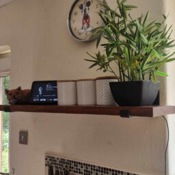 Garden Troughs and Planters Rustic Wood Shelf, Reclaimed Scaffold Board 100Cm / 1M Long With Brackets And Fixings - Antique Pine - thumbnail 2