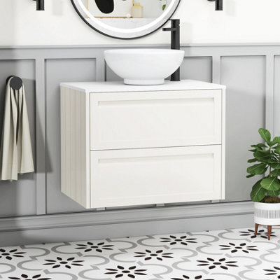 Royal Bathrooms Royal Bathroom Elmore 700mm Classic White Wall Mounted Bathroom Vanity Unit 2 Drawer Plain White Worktop With Breeze Basin - image 1