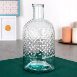 Urbn-Living Urbnliving 24Cm Height Bottle Glass Honeycomb Design Flowers Arrangements Vase - thumbnail 2