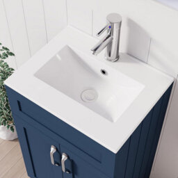 Belofay 500mm Bathroom Vanity Unit With Basin, White Ceramic Bathroom Sink With Trap And Waste, No Tap Included(Crawley Blue) - thumbnail 4