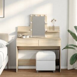 Berkfield Dressing Table With Led Sonoma Oak 100X40X130 Cm - thumbnail 1