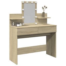 Berkfield Dressing Table With Led Sonoma Oak 100X40X130 Cm - thumbnail 4