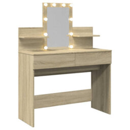 Berkfield Dressing Table With Led Sonoma Oak 100X40X130 Cm - thumbnail 8