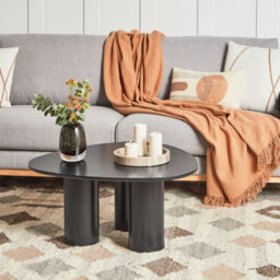 Wyld And Coco Black Engineered Wood Triangular Coffee Table 75 X 75 Cm Retro Triangle - thumbnail 2