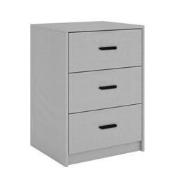 Urbn-Living Urbnliving Height 56Cm 3 Drawer Wooden Bedroom Bedside Cabinet Furniture Grey Drawers Storage Nightstand Side Table - thumbnail 5