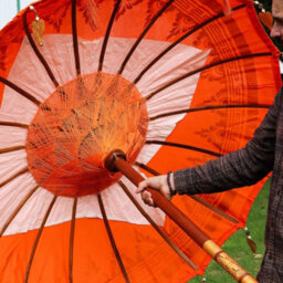 Serenityy Bali Patio Parasol - Hand-Loomed Cotton - Orange - 2.0M Height - 1.5M Canopy - thumbnail 3