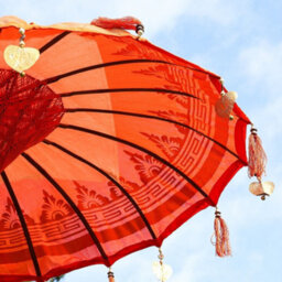 Serenityy Bali Patio Parasol - Hand-Loomed Cotton - Orange - 2.0M Height - 1.5M Canopy - thumbnail 2