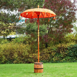 Serenityy Bali Patio Parasol - Hand-Loomed Cotton - Orange - 2.0M Height - 1.5M Canopy - thumbnail 4