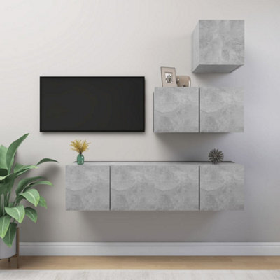 Berkfield 4 Piece Tv Cabinet Set Concrete Grey Engineered Wood - image 1