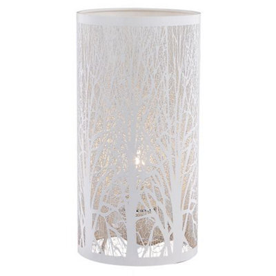 Happy Homewares Unique And Beautiful Matt White Metal Forest Design Table Lamp With Cable Switch - image 1