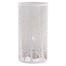Happy Homewares Unique And Beautiful Matt White Metal Forest Design Table Lamp With Cable Switch - thumbnail 1