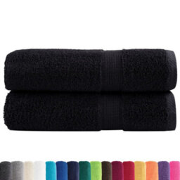 Berkfield Durable Premium Hand Towels Solund 2 Pcs Black 50X100 Cm 600 Gsm