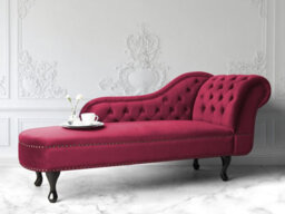 Beliani Right-Hand Chaise Longue Nimes Velvet Dark Red - thumbnail 2