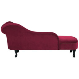 Beliani Right-Hand Chaise Longue Nimes Velvet Dark Red - thumbnail 6