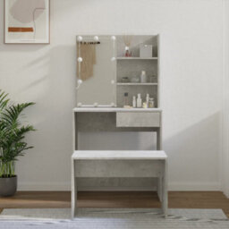 Walplus Dressing Table Set With Led Concrete Grey Engineered Wood - thumbnail 1