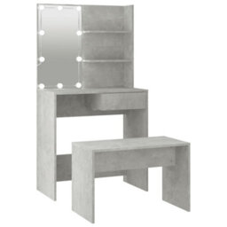 Walplus Dressing Table Set With Led Concrete Grey Engineered Wood - thumbnail 2