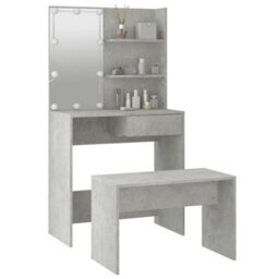 Walplus Dressing Table Set With Led Concrete Grey Engineered Wood - thumbnail 5
