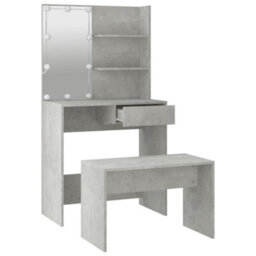 Walplus Dressing Table Set With Led Concrete Grey Engineered Wood - thumbnail 7