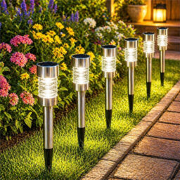 6 Solar Glass Stake Lights Outdoor Garden Pathway Lamp - thumbnail 1