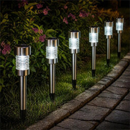 6 Solar Glass Stake Lights Outdoor Garden Pathway Lamp - thumbnail 4