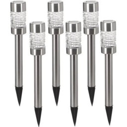 6 Solar Glass Stake Lights Outdoor Garden Pathway Lamp - thumbnail 3