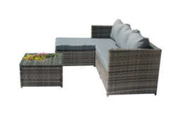 Birchtree Pe Rattan Garden Furniture Set L Shape Corner Sofa Chair Glass Coffee Table Ottoman 3 Seater Cushion Outdoor Patio Grey - thumbnail 4
