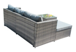 Birchtree Pe Rattan Garden Furniture Set L Shape Corner Sofa Chair Glass Coffee Table Ottoman 3 Seater Cushion Outdoor Patio Grey - thumbnail 5