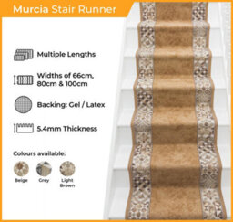 Murcia Stair Runner - Hardwearing, Non-Slip & Durable Carpet For Stairs & Staircases, Multiple Lengths - thumbnail 2
