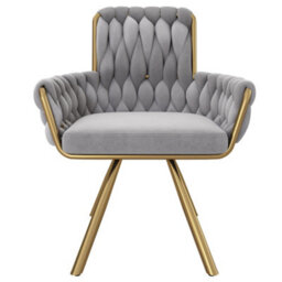 Btm Set Of 6 Velvet Swivel Dining Chairs With Metal Legs, Luxury Design For Living Room Or Bedroom, Gray - thumbnail 8
