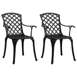 Berkfield Garden Chairs 2 Pcs Cast Aluminium Black - thumbnail 1
