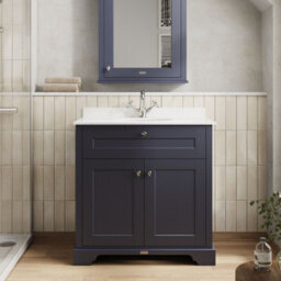 Hudson Reed Floor Standing Two Door Traditional Vanity Unit With 1 Tap Hole White Marble Top & Basin In Twilight Blue, 820 X 470mm - thumbnail 2