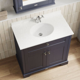 Hudson Reed Floor Standing Two Door Traditional Vanity Unit With 1 Tap Hole White Marble Top & Basin In Twilight Blue, 820 X 470mm - thumbnail 3